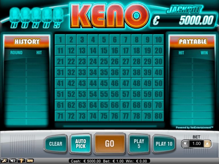 online casino real money keno